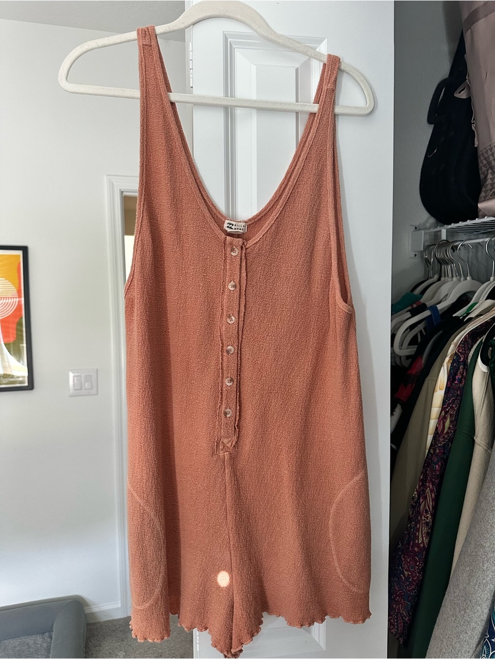 Billabong Rusty Rose Button-Front Knit Romper